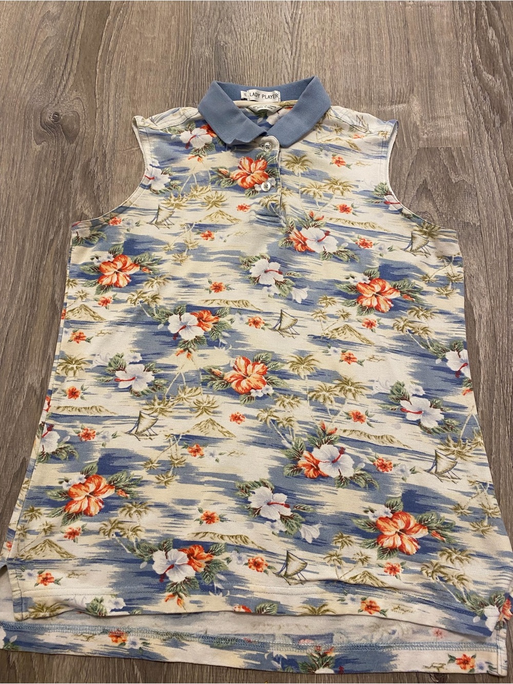 Lady Player Golf Polo Women’s Small Sleeveless Hawaii Floral